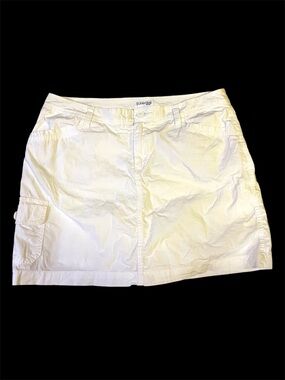 St John's Bay Women's White Built In Shorts Pockets Cargo Mini Skirt Sz 12